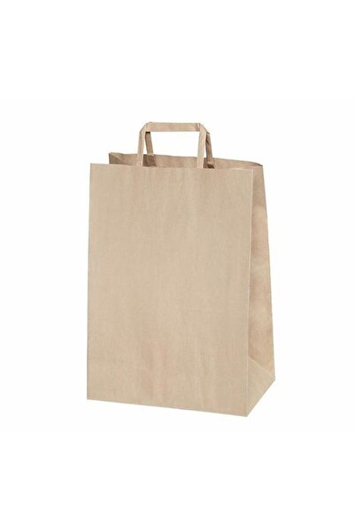 AMBALAJ PAZARI Flat Saplı Kraft Kağıt Çanta 19x8x24 cm - 250 Adet