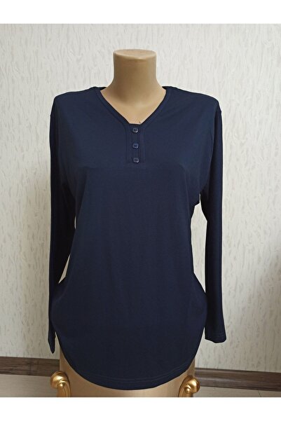 Ön-Er Giyim V Yaka Düğmeli Likralı Anne Penye Bluz