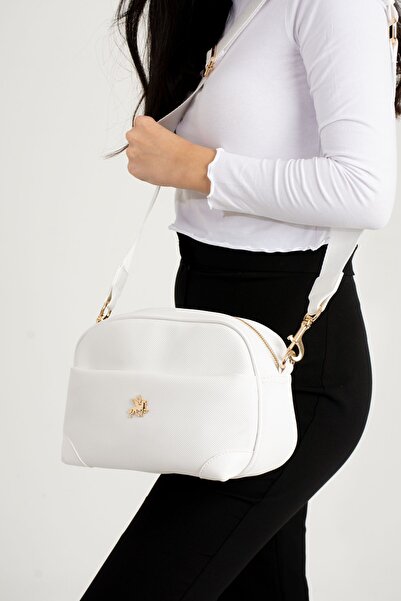 FiONA BAG Kadın Beyaz 4 Gözlü Çok Kullanışlı Çapraz Ve Omuz Çantası