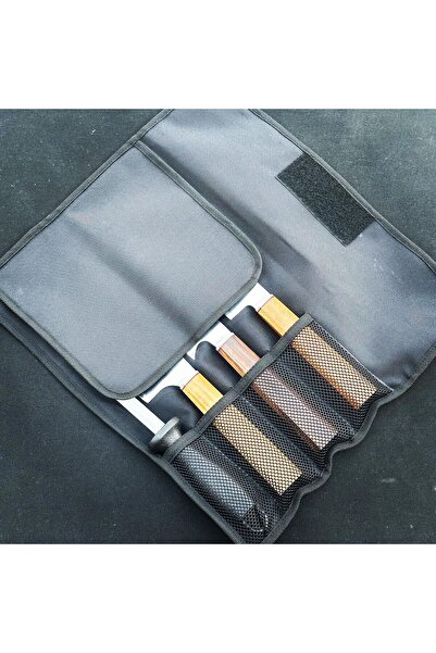 ATASAN Çantalı Ahşap Saplı Özel Üretim Şef, Kasap, Mutfak Bıçak Seti 5 Parça