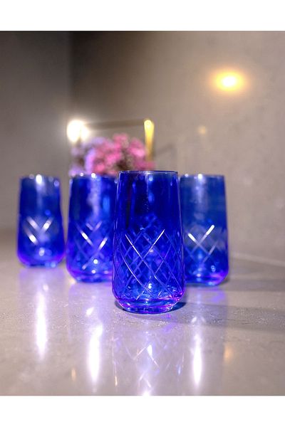 sudeka Colorful Crystal Cut Glass Water Set for 12 People - 25 Pieces