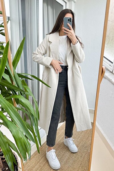 ZF BUTİK Long Black Coat - Belted and Lined