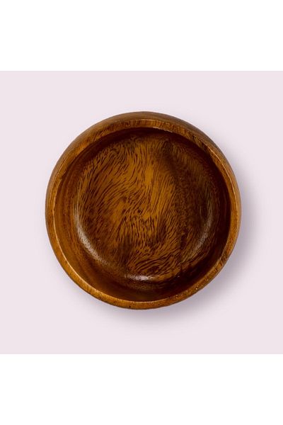 ELZEY HOME 10 cm Round Natural Acacia Snack and Jam Bowl Set of 4