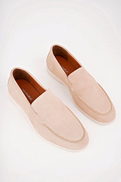 Deripabuc Men's Leather Casual Shoes - Genuine Leather and Sand Suede, Mrd25-0530