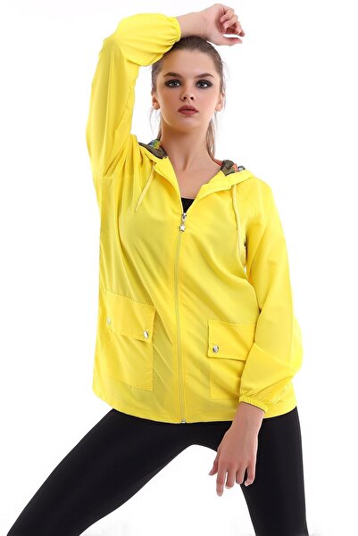 forte bella Φαρδιά εφαρμογή Λεπτό αθλητικό αδιάβροχο και αντιανεμικό με τσέπες με μοτίβο αστεριών στο κουκούλα