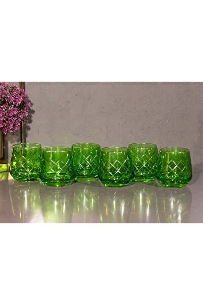 sudeka 6 Parça Kristal Kesme Renkli Cam Bardak 345 cc