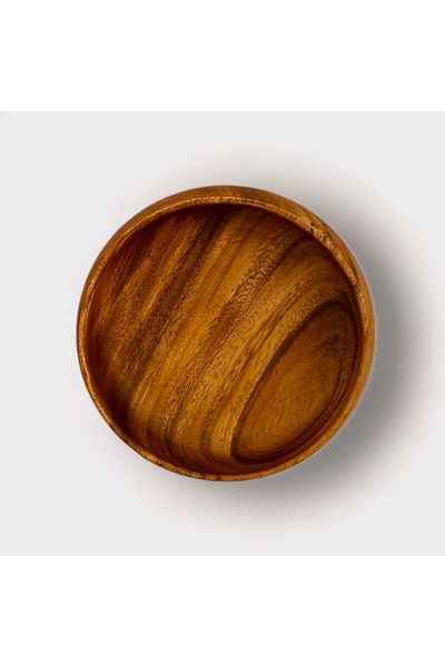 ELZEY HOME Natural Acacia Round Snack Bowl & Jam Bowl 10 cm 2 pcs