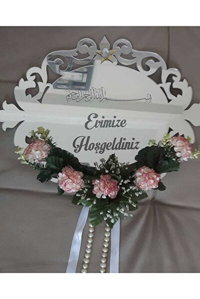 Evsay Ahşap Ve Pleksili Kapı Süsü, Duvar Süsü, Duvar Dekoru, Gümüş Aynalı Ple...