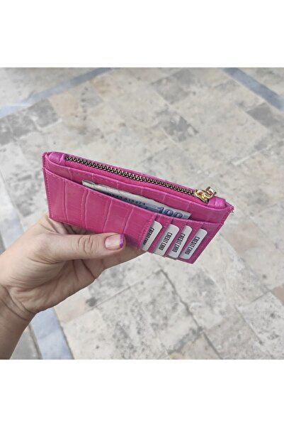 ilknurbutik Fuşya Croco Kartlık Cüzdan