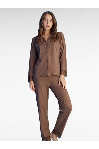 LavinTheMavi طقم بيجامة نسائي بتفاصيل دانتيل