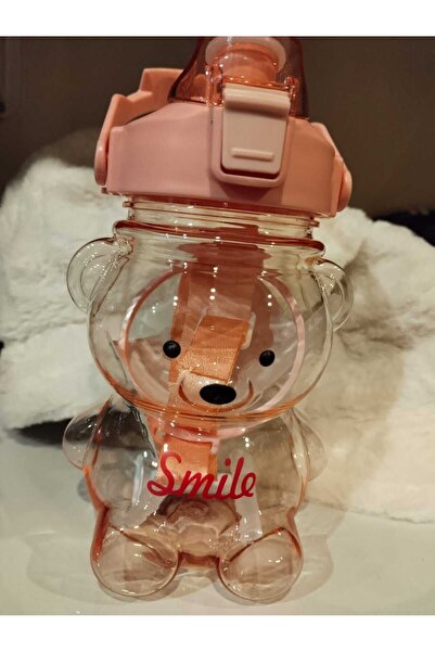 BTL STORE Ayıcıklı Matara 1000 ML, Şeffaf Su, Suluk, Okul, Ofis, Seyahat, BPA...