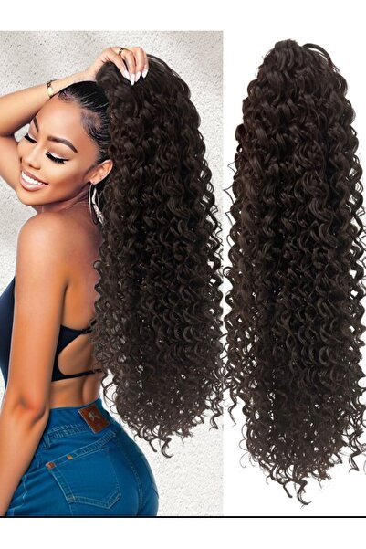 AKOLİFE Coada de cal cu cataramă ondulată de culoare maro închis de 80 cm