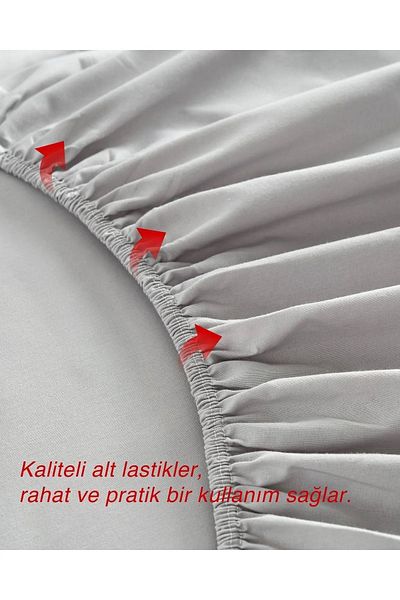 ROZET TEKSTİL Gray Combed Cotton Elastic Sheet Cotton Fabric Single/Double