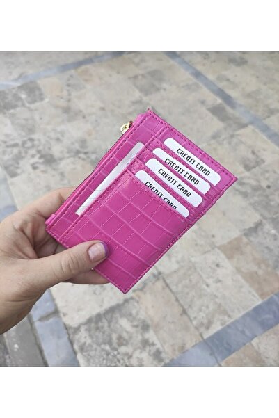 ilknurbutik Fuşya Croco Kartlık Cüzdan