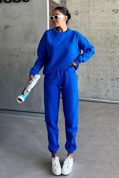 MODAGEN Unisex modrá oversize tepláková souprava - Crew Neck Sax