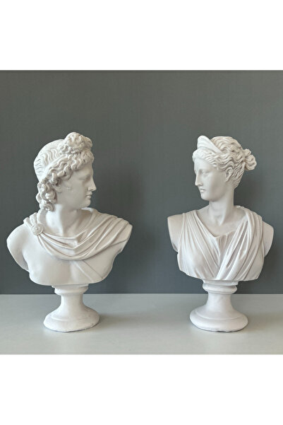 LivadoHome Apollo ve Diana Dekoratif Büst Heykel