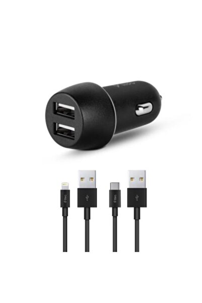 Ttec Şarj Akım Korumalı Type-c Ve Iphone Kablolu 15.5w Araç Şarj Başlığı Set Tüm Araçlara Uyumlu