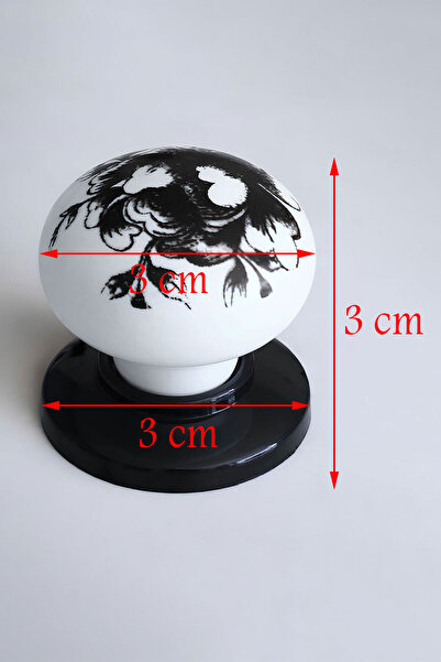 Badem10 Polymer Knob Patterned White Black Furniture Kitchen Drawer Cabinet Wardrobe 5 Pieces Handle Handle Handles