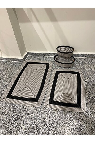 MaVaux Venice Jute Wicker Bath Mat Set - 4-Piece Bathroom Set