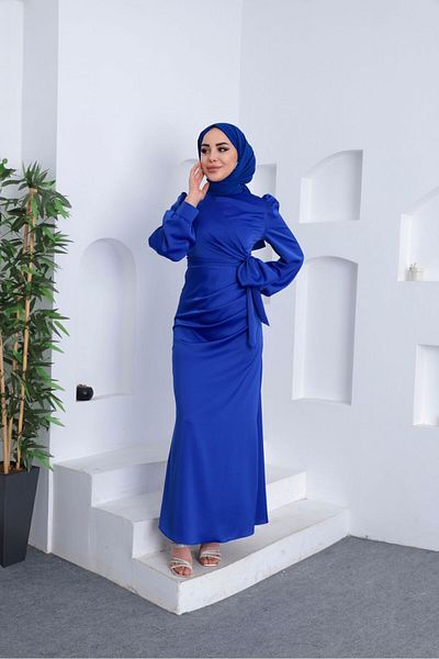modasusev Βραδινό φόρεμα Hijab με πλαϊνή δέση