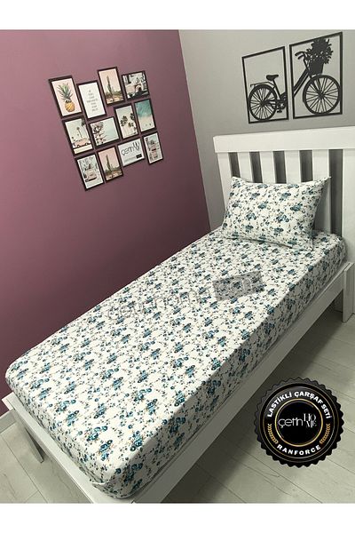 Çetinhome Set cearșafuri cu elastic din material textil - 3 mărimi diferite Gardenia Blue Single