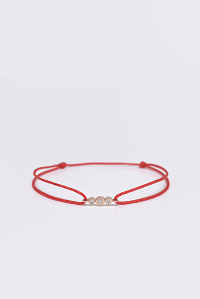 Mireille Collection Üç Taş Pırlanta Ve Altın Ip Bileklik