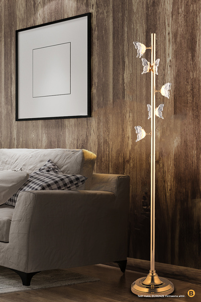 Buiva Modern Luxury Abajur Kelebek Ledli Abajur Butterfly Gold Sarı Gövde Gün...