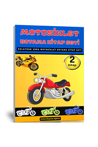 Enine Boyuna Eğitim Motorcycle Coloring Book Set 2 Books