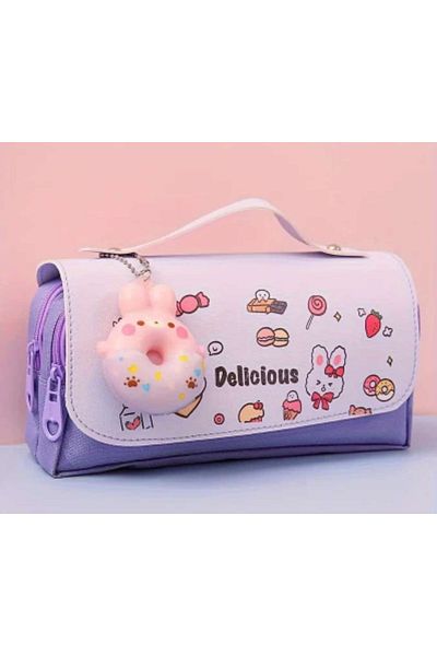 ÇEÇEN HOME Large Capacity - 3 Compartments Cute Cartoon Pencil Bag and Multi-purpose Bag