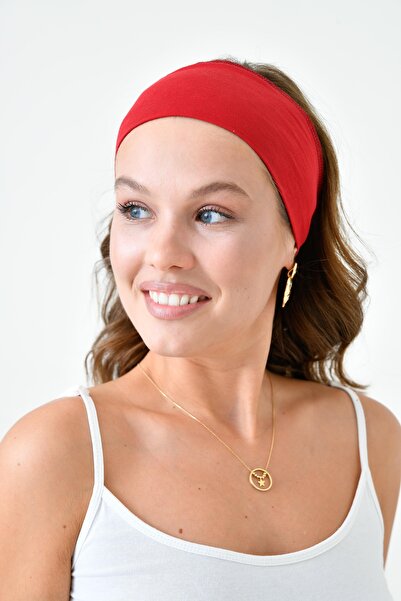 mirach Red Wide Hair Bandana |   Women's Sports Combed Cotton Comfortable Use with Sweat Absorbing Bandana