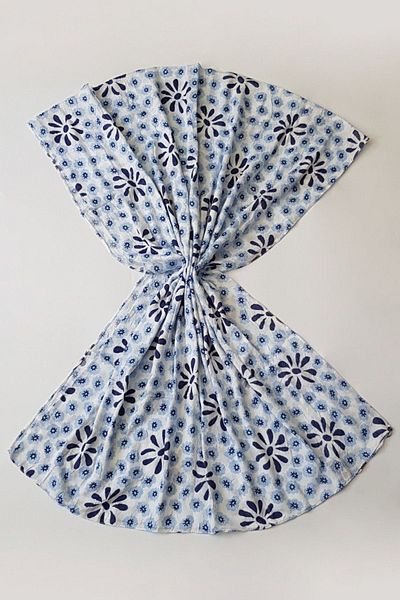 Modakaşmir Navy Blue Vintage Daisy Patterned Bamboo Shawl