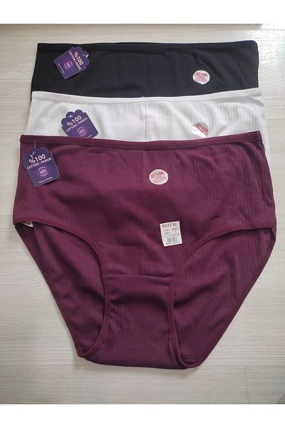 Toksoy tuhafiye Super Battal cotton high waist lycra 3-pack panties