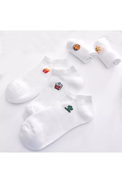 Meguca Socks Дамски бели забавни шарени ботуши Комплект чорапи 5 чифта