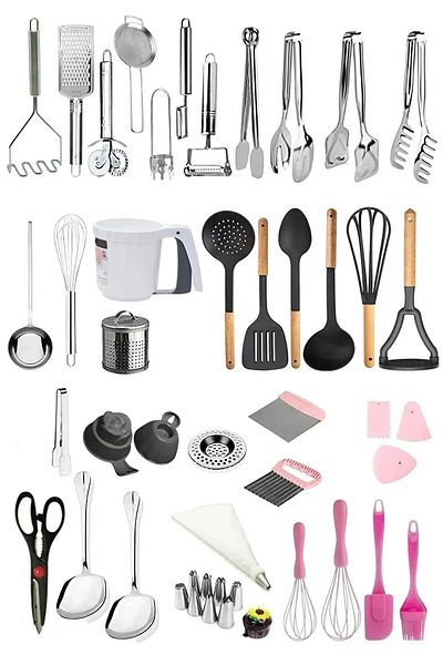 Homerest 37 Pieces Kitchen Dowry Set with Wooden Handle - Spatula, Spoon, Scissors and Whisk