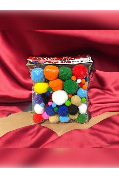 Color NASİP KIRTASİYE Color Mix Ponpon 78 Adet Renkli 3 Boy Tüylü Ponpon