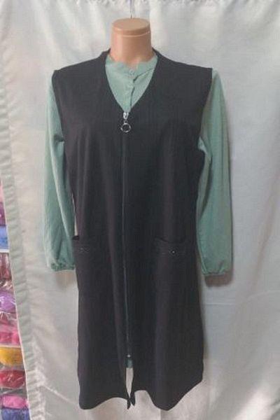 fürizan BLACK V-NECK Large Size VEST WITH ZIPPER 2 POCKETS HANDY QUALITY LOVELY STYLISH
