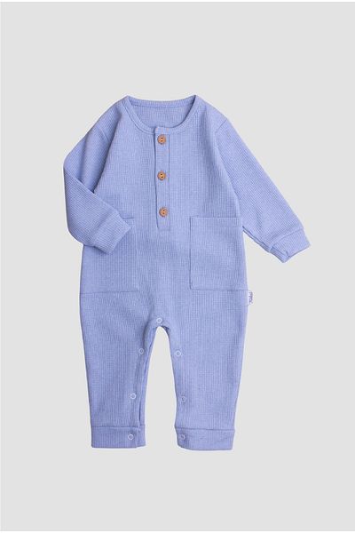 Chicsy Baby Cotton Baby Jumpsuit with Waffle Image - Wooden Button