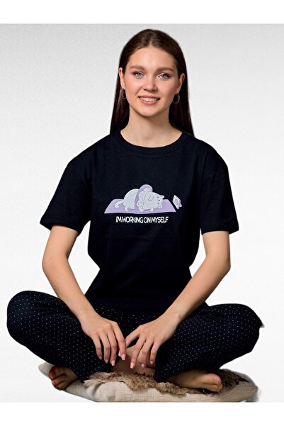 Ercan طقم بيجامة نسائي بأكمام قصيرة