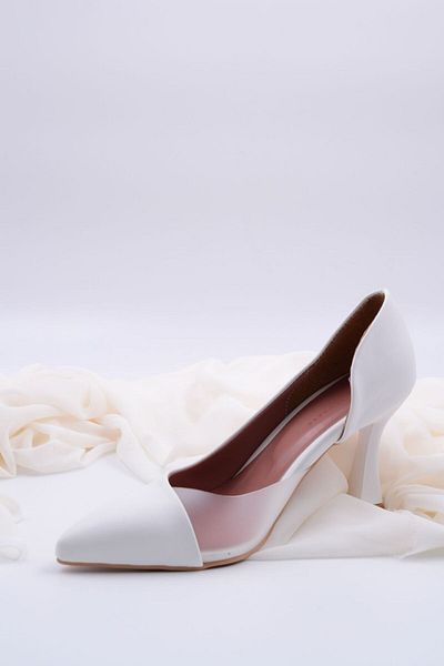 Sister in Love White Ellie Stiletto - Pantofi de damă cu detaliu transparent