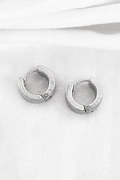 miso aksesuar takı Misotrend Silver Color Unisex Hoop Earrings
