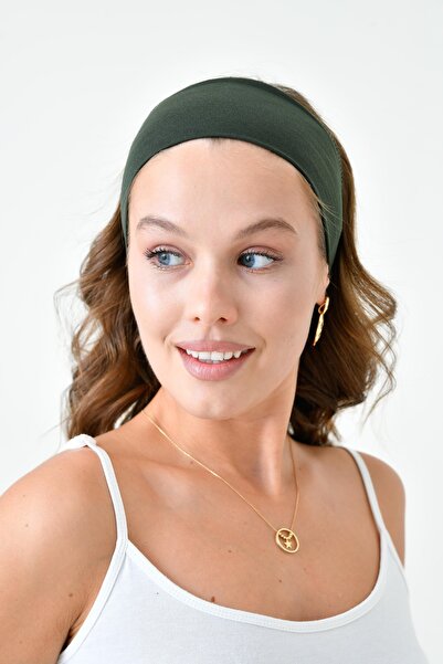 mirach Khaki Wide Hair Bandana | Women's Sports Combed Cotton Comfortable Use with Sweat Absorbing Bandana