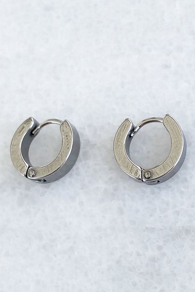 miso aksesuar takı Misotrend Silver Color Unisex Hoop Earrings
