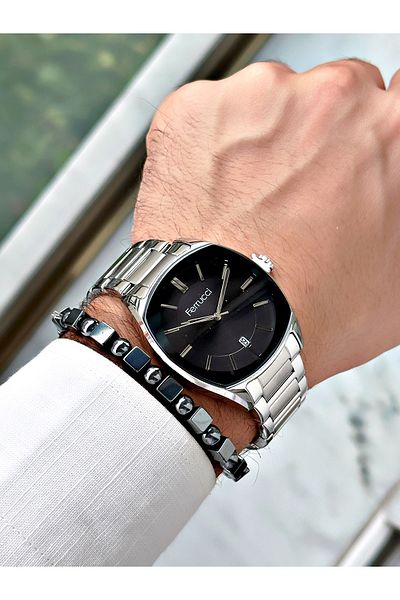 Ferrucci men's Silver Colored Classic Steel Cord Glass Watch