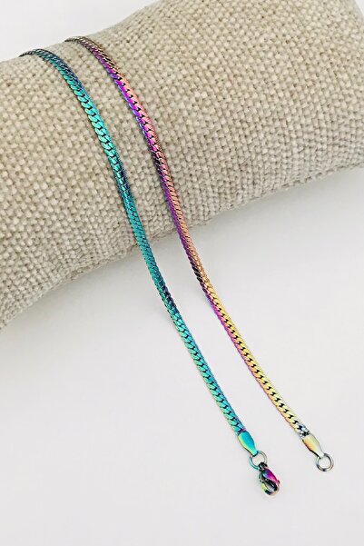 Kafdağı HOME Çelik Yassı Zincir Kolye Renkli Unisex