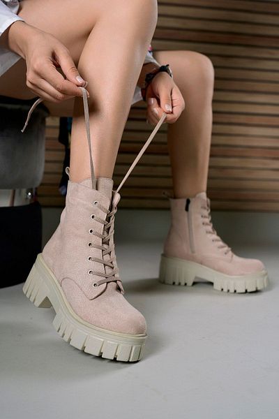 Riccon Γυναικείες μπότες Nude Suede - Με φερμουάρ 0012805