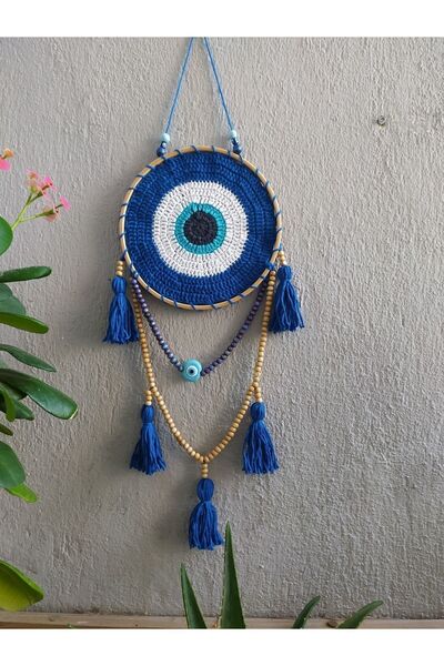 Genel Markalar Nazar Boncuğu Ahşap Boncuklu Püsküllü Nazarlık Balkon Bahçe Ev...