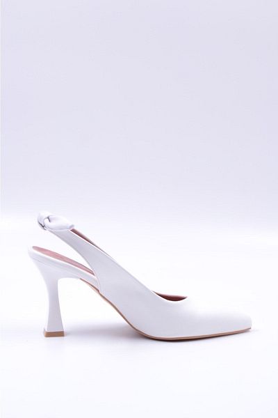 WEDDRESS Mia White Bow Detailed Open Back Women's Stiletto