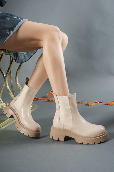 Riccon Γυναικείες μπότες Chealsea Nude Color - Ελαστικές, Μοντέλο 0012180