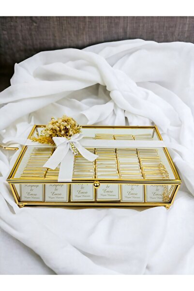 Cyz Home Gold 15x25 Cam Kutu Söz Nişam, Kız Isteme 100 Adet Kişiye Özel Isim ...