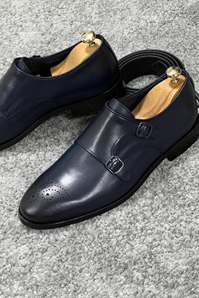 NAZEF Special Production Neolite Sole Leather Shoes with Double Buckle Detail